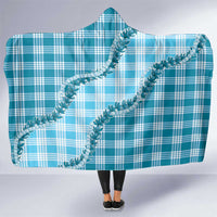 Blue Hawaii Palaka Hooded Blanket Hawaiian Pikake Lei