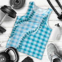 Blue Hawaii Palaka Men Tank Top Hawaiian Pikake Lei