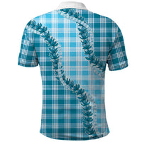 Blue Hawaii Palaka Polo Shirt Hawaiian Pikake Lei