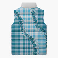 Blue Hawaii Palaka Sleeveless Puffer Jacket Hawaiian Pikake Lei