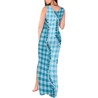 Blue Hawaii Palaka Tank Maxi Dress Hawaiian Pikake Lei