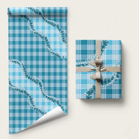 Blue Hawaii Palaka Wrapping Paper Hawaiian Pikake Lei