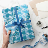 Blue Hawaii Palaka Wrapping Paper Hawaiian Pikake Lei