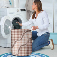 Beige Hawaii Palaka Laundry Basket Hawaiian Pikake Lei