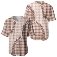 Beige Hawaii Palaka Baseball Jersey Hawaiian Pikake Lei