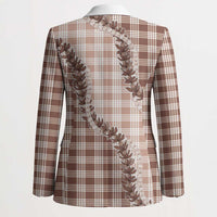 Beige Hawaii Palaka Blazer Hawaiian Pikake Lei