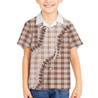 Beige Hawaii Palaka Family Matching Off The Shoulder Long Sleeve Dress and Hawaiian Shirt Hawaiian Pikake Lei LT05 Son's Shirt Beige - Polynesian Pride