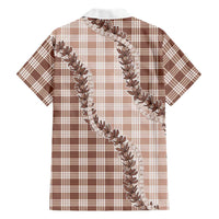 Beige Hawaii Palaka Family Matching Off Shoulder Maxi Dress and Hawaiian Shirt Hawaiian Pikake Lei LT05 - Polynesian Pride