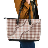 Beige Hawaii Palaka Leather Tote Bag Hawaiian Pikake Lei