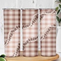 Beige Hawaii Palaka Skinny Tumbler Hawaiian Pikake Lei