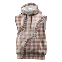 Beige Hawaii Palaka Sleeveless Hoodie Hawaiian Pikake Lei