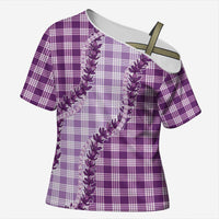 Violet Hawaii Palaka Cross Shoulder Shirt Hawaiian Pikake Lei