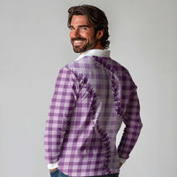 Violet Hawaii Palaka Long Sleeve Polo Shirt Hawaiian Pikake Lei