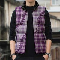Violet Hawaii Palaka Sleeveless Puffer Jacket Hawaiian Pikake Lei