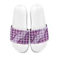 Violet Hawaii Palaka Slide Sandals Hawaiian Pikake Lei