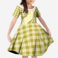 Yellow Hawaii Palaka Family Matching Summer Maxi Dress and Hawaiian Shirt Hawaiian Pikake Lei LT05 Daughter's Dress Yellow - Polynesian Pride