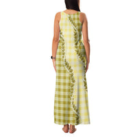 Yellow Hawaii Palaka Family Matching Tank Maxi Dress and Hawaiian Shirt Hawaiian Pikake Lei LT05 - Polynesian Pride