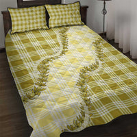 Yellow Hawaii Palaka Quilt Bed Set Hawaiian Pikake Lei