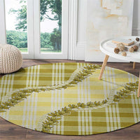 Yellow Hawaii Palaka Round Carpet Hawaiian Pikake Lei