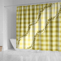 Yellow Hawaii Palaka Shower Curtain Hawaiian Pikake Lei