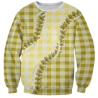 Yellow Hawaii Palaka Sweatshirt Hawaiian Pikake Lei