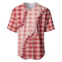 Red Hawaii Palaka Baseball Jersey Hawaiian Pikake Lei