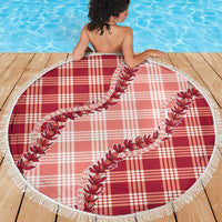 Red Hawaii Palaka Beach Blanket Hawaiian Pikake Lei