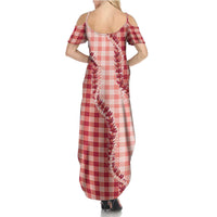 Red Hawaii Palaka Family Matching Summer Maxi Dress and Hawaiian Shirt Hawaiian Pikake Lei