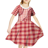 Red Hawaii Palaka Kid Short Sleeve Dress Hawaiian Pikake Lei