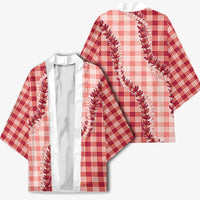 Red Hawaii Palaka Kimono Hawaiian Pikake Lei
