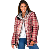 Red Hawaii Palaka Padded Jacket Hawaiian Pikake Lei
