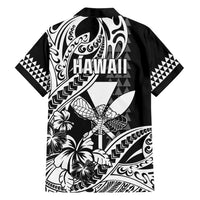 Hawaii Maui Upena Kiloi Family Matching Long Sleeve Bodycon Dress and Hawaiian Shirt Kakau Tribal Pattern Black Version