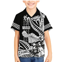 Hawaii Maui Upena Kiloi Family Matching Mermaid Dress and Hawaiian Shirt Kakau Tribal Pattern Black Version LT05 Son's Shirt Black - Polynesian Pride