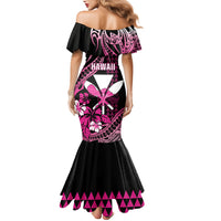 Hawaii Maui Upena Kiloi Family Matching Mermaid Dress and Hawaiian Shirt Kakau Tribal Pattern Pink Version LT05 - Polynesian Pride