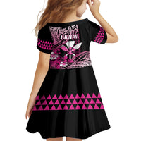 Hawaii Maui Upena Kiloi Family Matching Off Shoulder Short Dress and Hawaiian Shirt Kakau Tribal Pattern Pink Version LT05 - Polynesian Pride