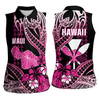 Hawaii Maui Upena Kiloi Women Sleeveless Polo Shirt Kakau Tribal Pattern Pink Version