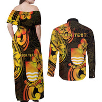 Personalised Kiribati Independence Day Couples Matching Off Shoulder Maxi Dress and Long Sleeve Button Shirt 46th Anniversary LT05 - Polynesian Pride