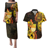 Personalised Kiribati Independence Day Couples Matching Puletasi and Hawaiian Shirt 46th Anniversary LT05 Yellow - Polynesian Pride