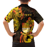 Personalised Kiribati Independence Day Family Matching Off The Shoulder Long Sleeve Dress and Hawaiian Shirt 46th Anniversary LT05 - Polynesian Pride