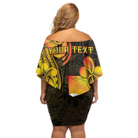 Personalised Kiribati Independence Day Family Matching Off Shoulder Short Dress and Hawaiian Shirt 46th Anniversary
