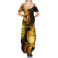 Personalised Kiribati Independence Day Family Matching Summer Maxi Dress and Hawaiian Shirt 46th Anniversary