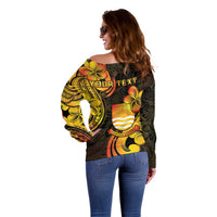 Personalised Kiribati Independence Day Off Shoulder Sweater 46th Anniversary
