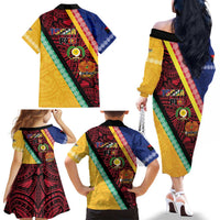 Love Torba PNG Day Family Matching Off The Shoulder Long Sleeve Dress and Hawaiian Shirt Together We Grow LT05 - Polynesian Pride