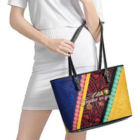 Love Torba PNG Day Leather Tote Bag Together We Grow LT05 - Polynesian Pride