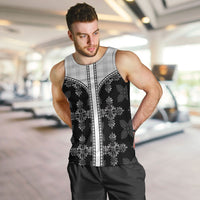 Black Hawaii Paniolo Quilt Motif Men Tank Top LT05 Black - Polynesian Pride