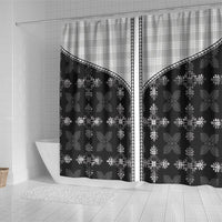 Black Hawaii Paniolo Quilt Motif Shower Curtain LT05 - Polynesian Pride