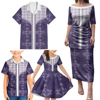 Purple Hawaii Paniolo Quilt Motif Family Matching Puletasi and Hawaiian Shirt LT05 - Polynesian Pride