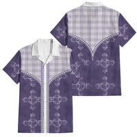Purple Hawaii Paniolo Quilt Motif Family Matching Puletasi and Hawaiian Shirt LT05 Dad's Shirt - Short Sleeve Purple - Polynesian Pride