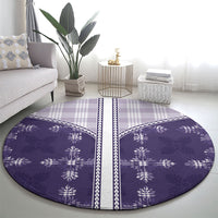 Purple Hawaii Paniolo Quilt Motif Round Carpet LT05 - Polynesian Pride