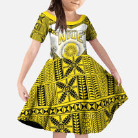 Personalised Niue The Rock Of Polynesia Family Matching Mermaid Dress and Hawaiian Shirt Peniamina Gospel Day Yellow Version LT05 Daughter's Dress Yellow - Polynesian Pride